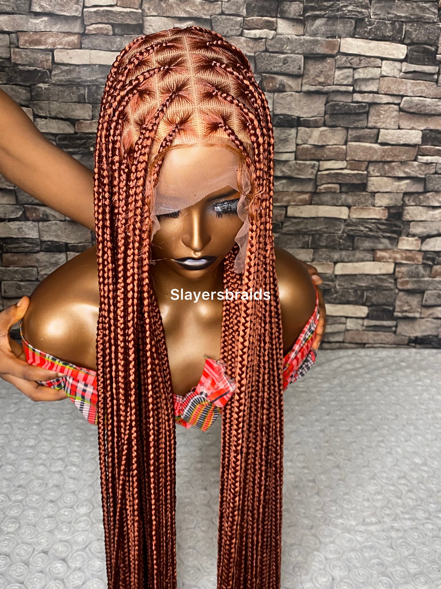 50” Ginger fall full lace knotless braids wig