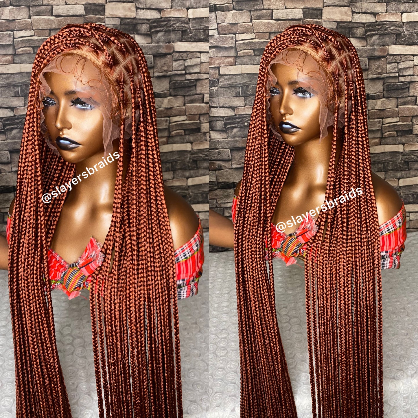 50” Ginger fall full lace knotless braids wig