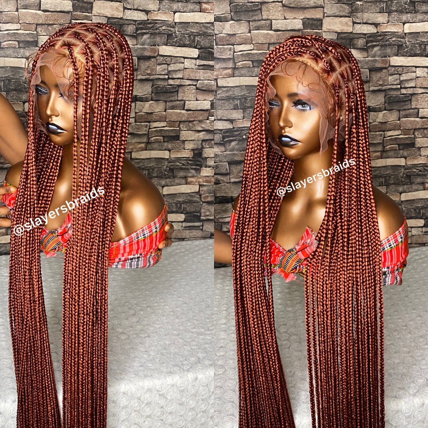 50” Ginger fall full lace knotless braids wig