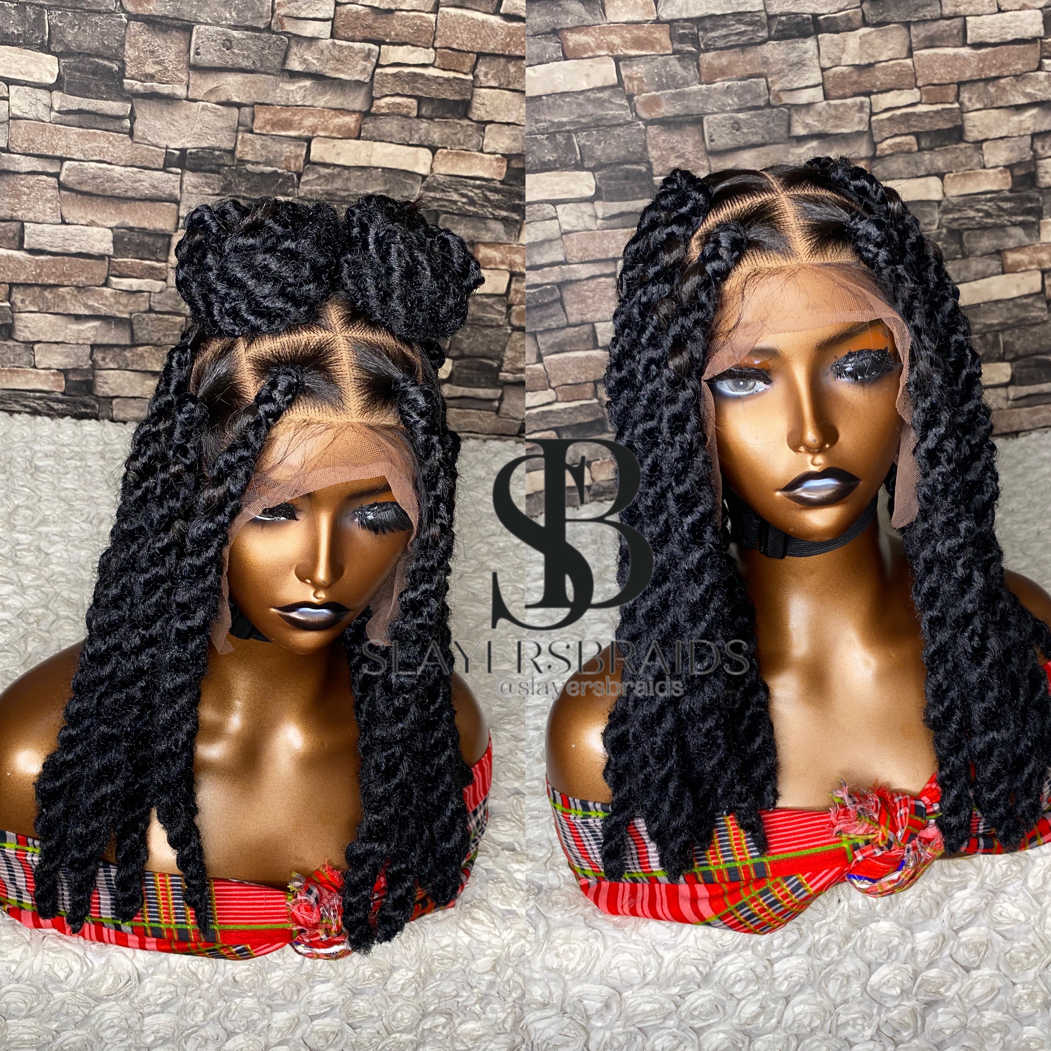 Wig Alero Kinky twist Full lace Chunky bob twist braids wig