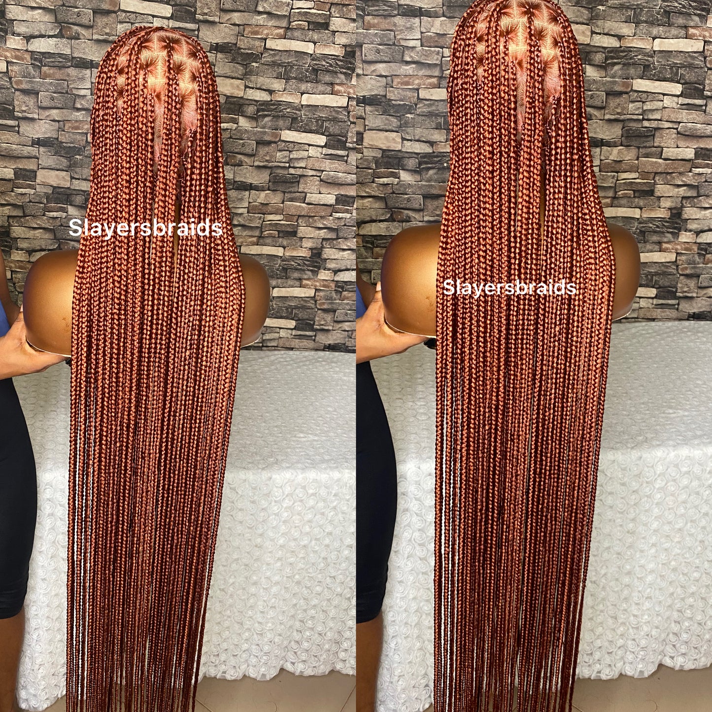 50” Ginger fall full lace knotless braids wig