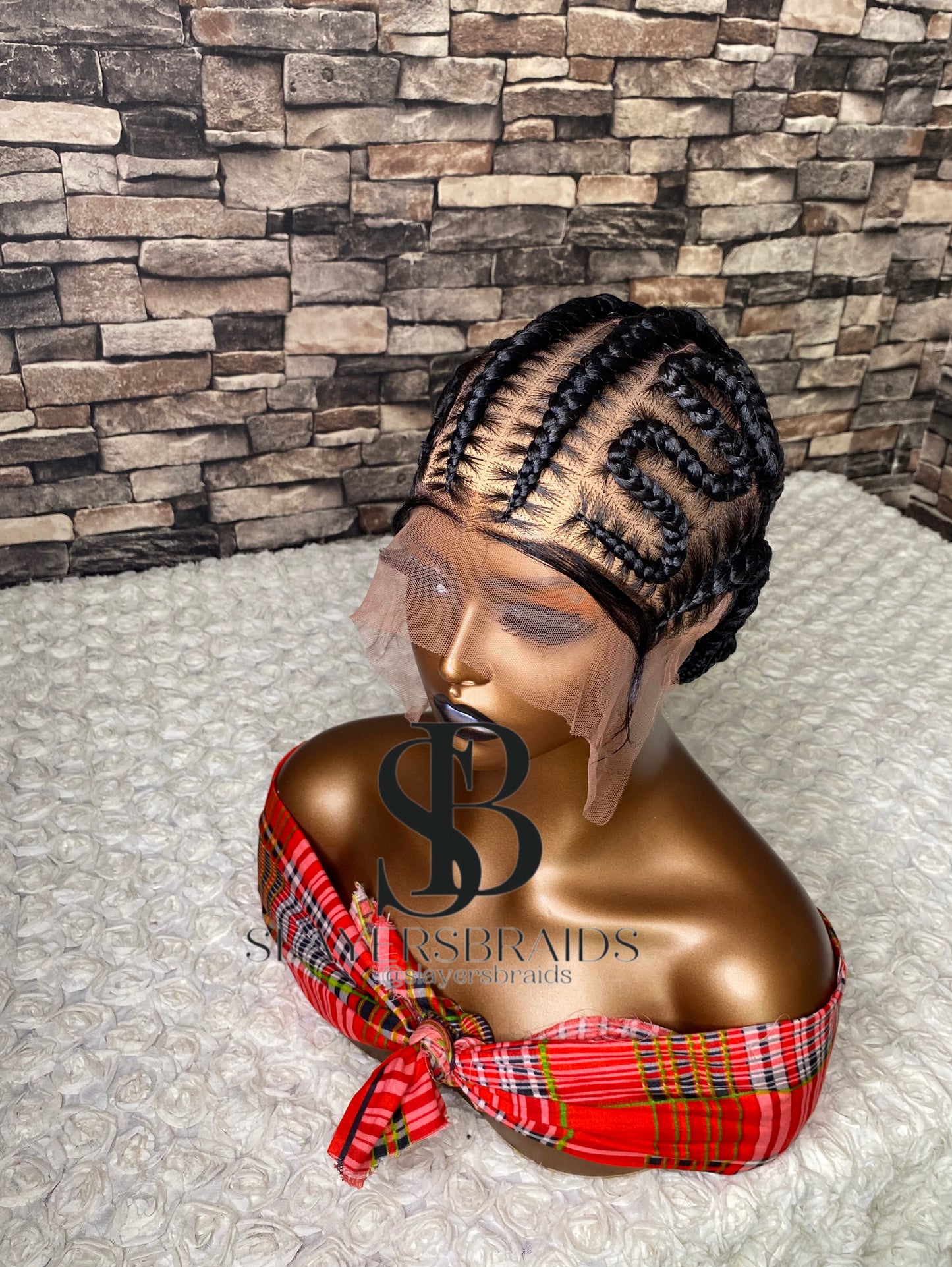 Awele Crisscross Stitch cornrows all back braided wig