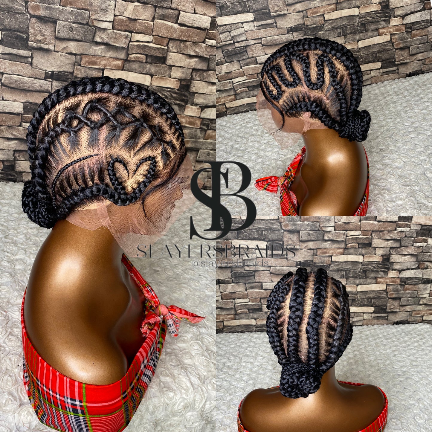 Awele Crisscross Stitch cornrows all back braided wig